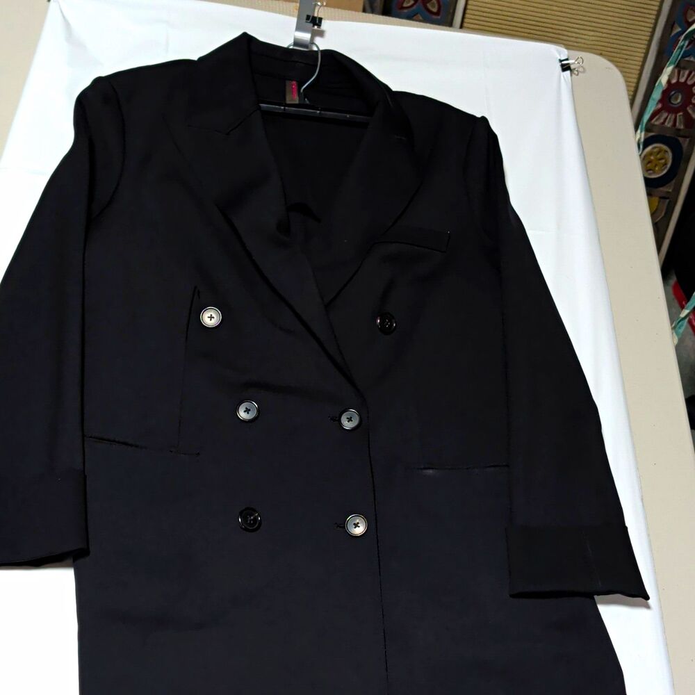 Commando Luxury Neoprene CEO Double-Breasted Blazer Black Size Medium M